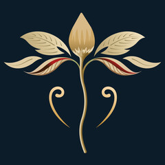 Art Nouveau flower. Vector color illustration. 