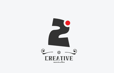 grey 2 number logo icon design with red dot. Creative template for company and business
