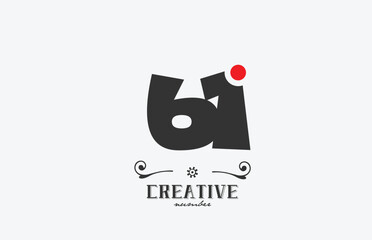 grey 61 number logo icon design with red dot. Creative template for company and business