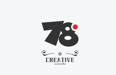 grey 78 number logo icon design with red dot. Creative template for company and business