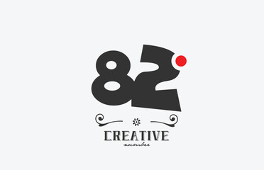 grey 82 number logo icon design with red dot. Creative template for company and business