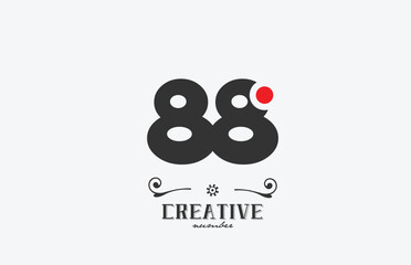 grey 88 number logo icon design with red dot. Creative template for company and business