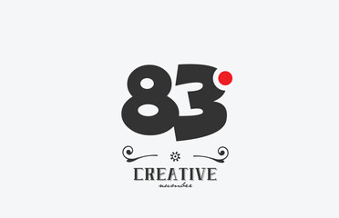 grey 83 number logo icon design with red dot. Creative template for company and business