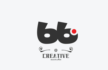 grey 66 number logo icon design with red dot. Creative template for company and business