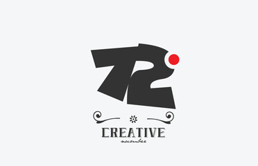 grey 72 number logo icon design with red dot. Creative template for company and business