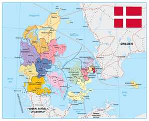 Denmark - Highly detailed editable political map