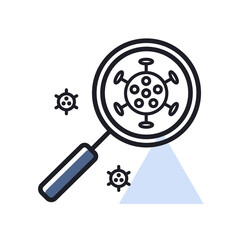 Coronavirus under magnifying glass vector icon