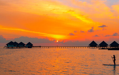 Fototapeta premium A picturesque sunset in the Maldives