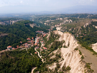 Obraz premium Aerial view of historical town of Melnik, Bulgaria