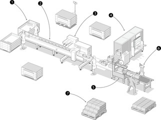 Automatic production conveyor.  Robotic industry concept