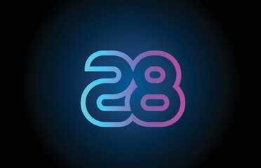 pink line 28 number logo icon design. Creative template for business and company - obrazy, fototapety, plakaty