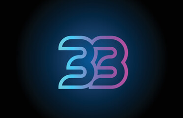 pink line 33 number logo icon design. Creative template for business and company