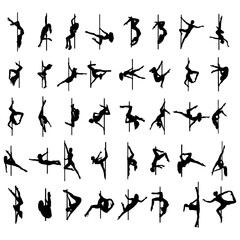 Naklejka premium Set of Striptease Dancer silhouette 