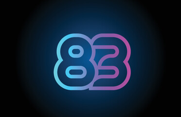 pink line 83 number logo icon design. Creative template for business and company