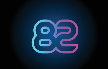 pink line 82 number logo icon design. Creative template for business and company