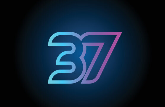 pink line 37 number logo icon design. Creative template for business and company