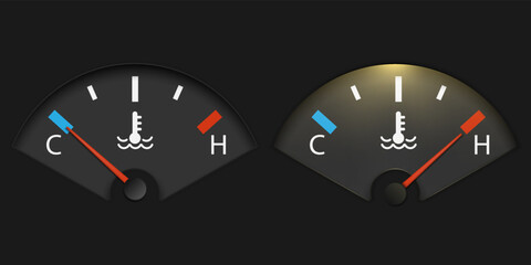 Fototapeta premium Temperature car gauge with frame. Vector illustration. Eps 10. Vector illustration.