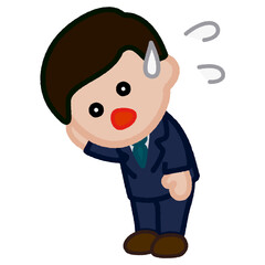 クレヨンタッチのイラスト / 困ったり焦っているスーツの男性