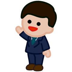 クレヨンタッチのイラスト / 案内をするスーツの男性
