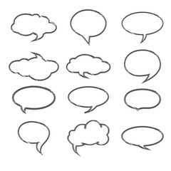 Different types of hand drawn speech bubbles with zigzag outline