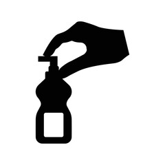 Cleaning hand sanitizer bottle icon | Black Vector illustration |