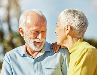 woman man outdoor senior couple happy lifestyle retirement together smiling love fun elderly active vitality nature mature