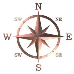 Wind rose compass from a copper material - 528118248