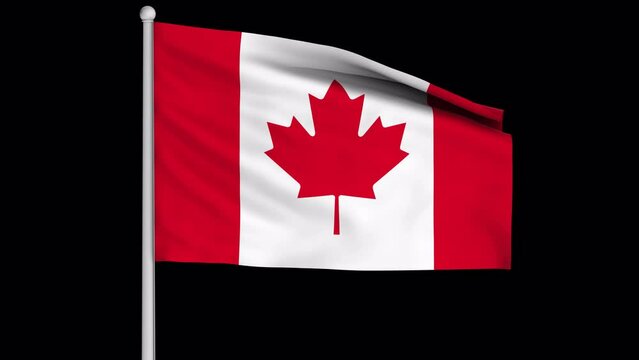 Canada flag on alpha channel background in seamless loop.