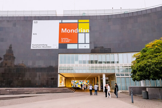22 July 2022, Dusseldorf, Germany: Facade of a K20 contemporary art museum. Modern and cultural exposition and gallery