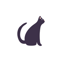 Cute cartoon black cat vector illustration in flat style.