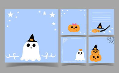 Halloween notes Template for Greeting Scrap booking Card Design. cute background.