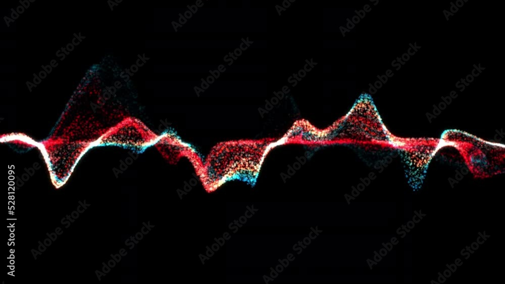 Poster 4k 60 fps. dots wave. abstract background. neon light. particle effects. isolated on black backdrop.
