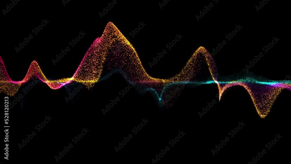 Aufkleber 4k 60 fps. dots wave. abstract background. neon light. particle effects. isolated on black backdrop.