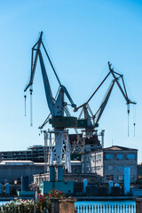 Fototapeta na wymiar Cranes in the port of pula, croatia