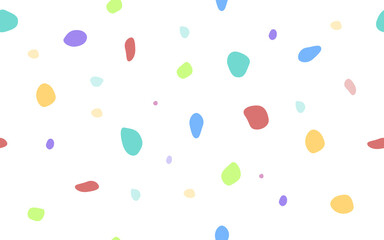 Abstract seamless pattern of dots. Various sizes and shapes of multicolored dots on a white background - Perfect Seamless Pattern
