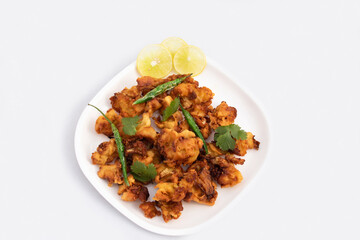 Favourite Indian Tea Time Fritters Cauliflower Pakoda Also Called Gobi Pakora Is Made Of Fresh Brassica Oleracea Florets Mixed With Bengal Gram Flour Besan, Spices, Masala And Green Vegetables