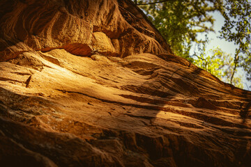 Beuatiful rock in sunlight in Latvia