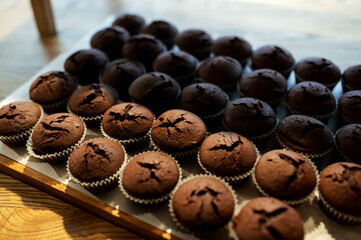 Just Baked Chocolate Muffins In Bakeware