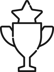 Vector sign suitable for web sites, apps, articles, stores etc. Simple monochrome illustration and editable stroke. Line icon of star inside of winner cup