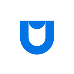 Letter U paper negative space logo