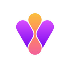 Letter V molecule neuron technology logo design