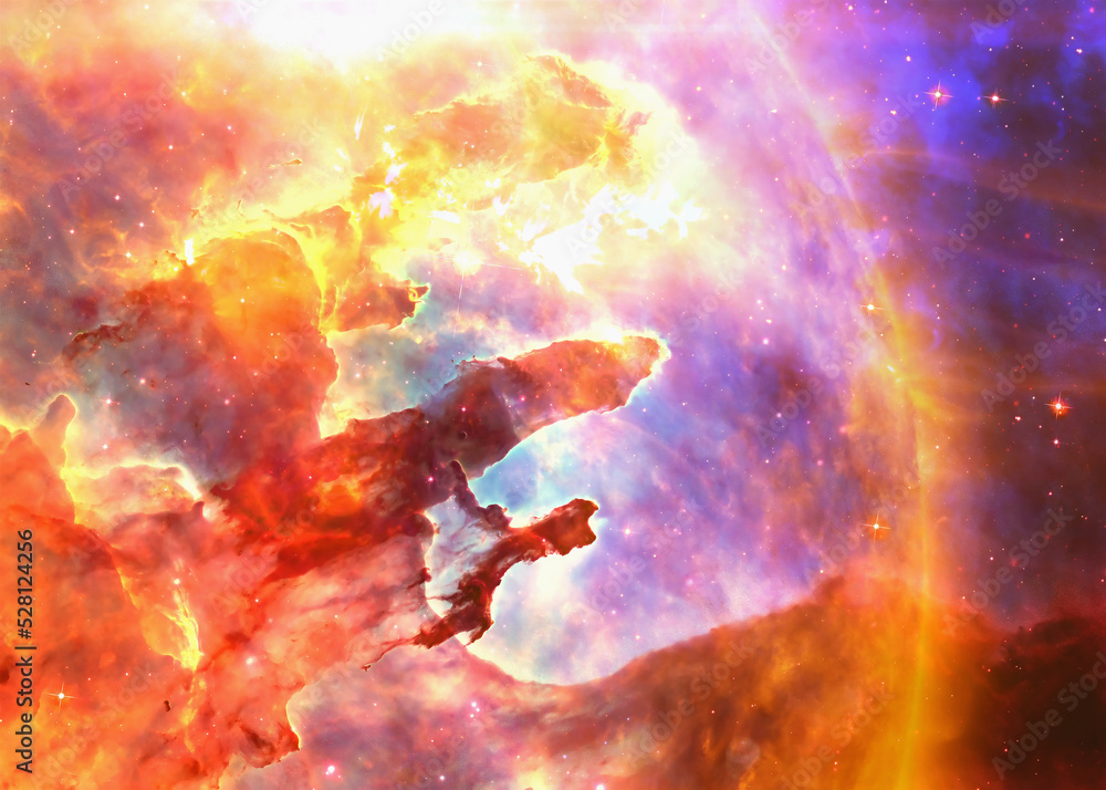 Wall mural somewhere in deep space. pillars of creation destroying of explosion of supernova and space dust. el