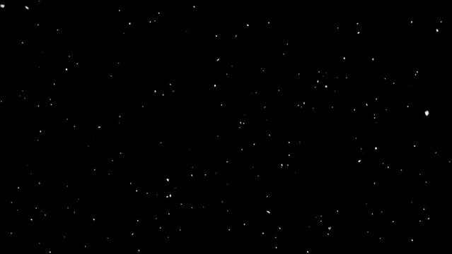 Snow flakes overlay, black background. Winter, slowly falling snow effect