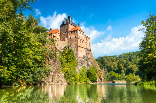 View of Kriebstein Castle or Burg Kriebstein in the Saxony, Germany