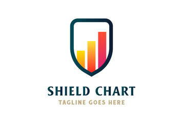 Modern Simple Shield with Diagram Chart for Trading Business Protect Insurance Logo Design