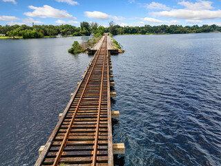 wooden bridge over the lake
