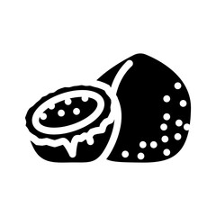 ripe juicy coconut glyph icon vector. ripe juicy coconut sign. isolated symbol illustration