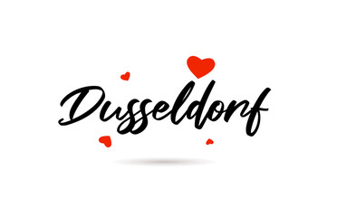 Dusseldorf handwritten city typography text with love heart