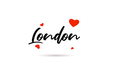 London handwritten city typography text with love heart