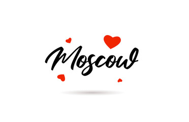 Moscow handwritten city typography text with love heart